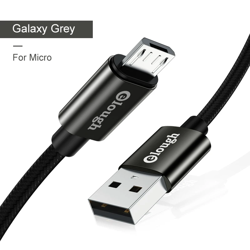 Galaxy Grey Elough micro usb кабель для samsung huawei xiaomi microusb Синхронизация данных кабель для мобильного телефона нейлоновый плетеный кабель для быстрой зарядки провод - Color: Galaxy Grey