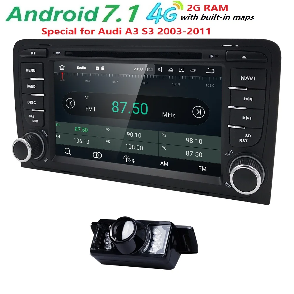 7 &quot2 Din Android 1 gps головное устройство для Audi A3/S3 2003 2004 2005 2006 2007 2008 2009 2010 2011 навигации