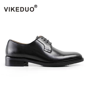 Туфли мужские VIKEDUO из натуральной телячьей кожи, свадебные, офисные, черные, ручной работы
