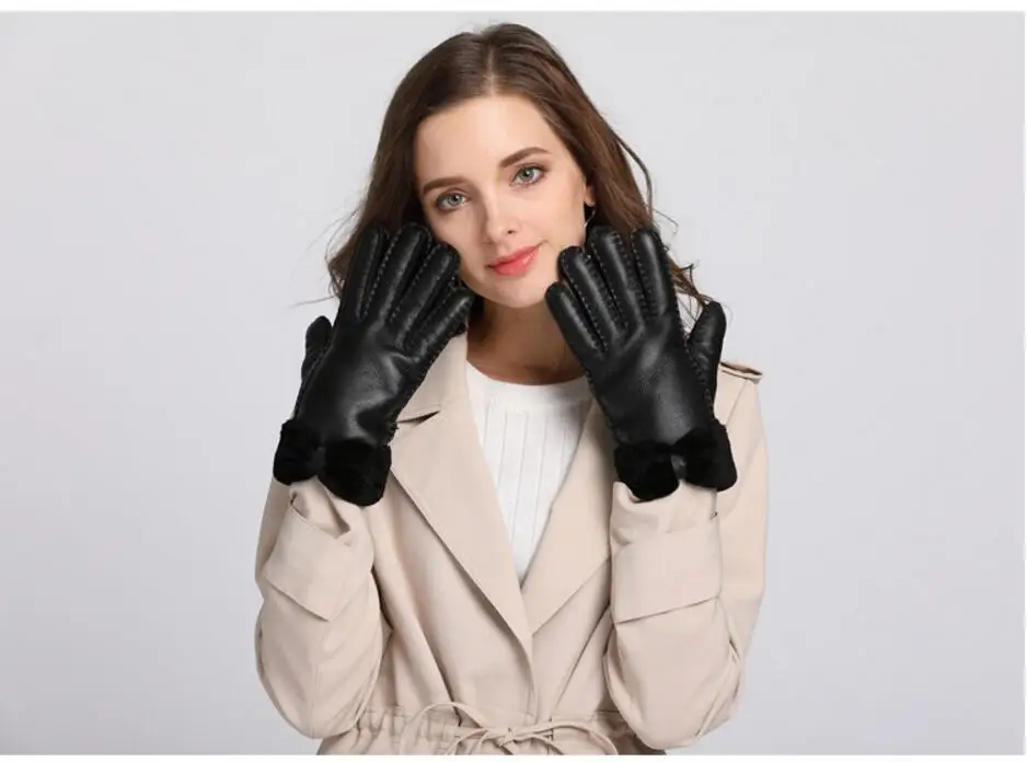 100% натуральные меховые теплые перчатки для женщин зимние из натурального меха