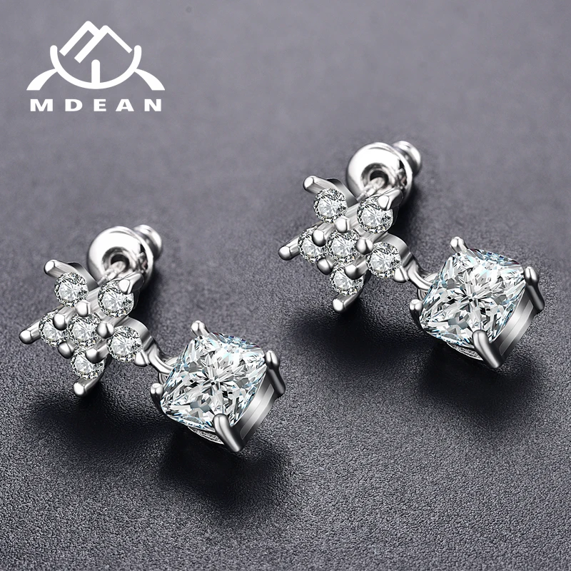 Женские серьги-гвоздики MDEAN из белого золота ювелирные изделия в виде звезд ААА с