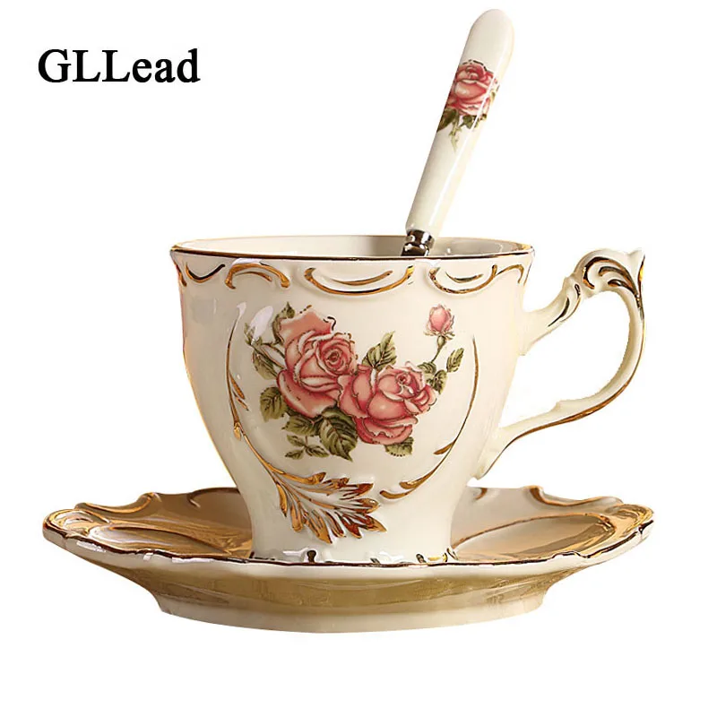 GLLead кофейная чашка и блюдце в европейском стиле цвета слоновой кости чайная из