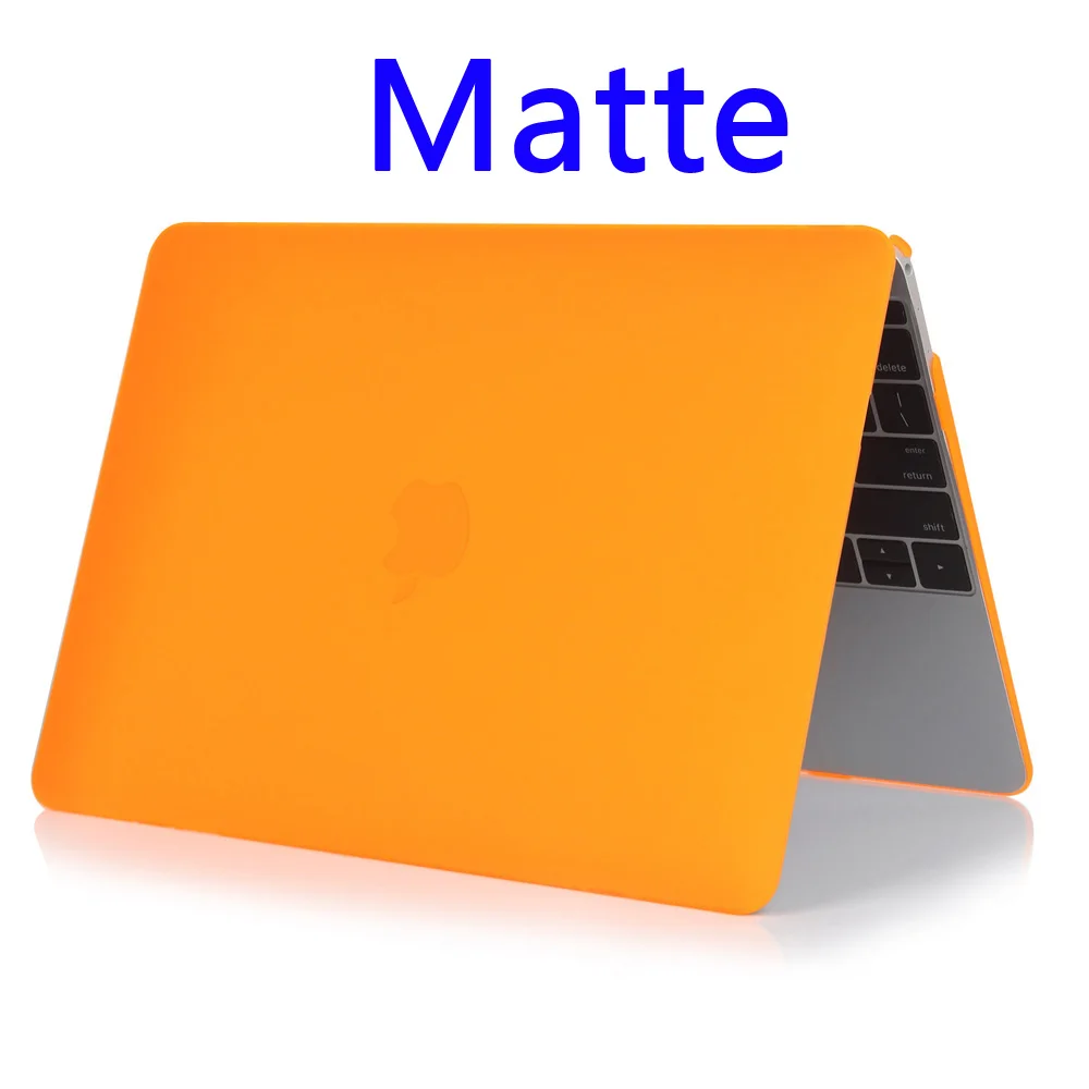 Matte orange Матовый чехол для ноутбука Apple Macbook Air Pro retina 11, 12, 13, 15, сумки для Mac book New Pro 13,3, 15,4 дюймов, сенсорная панель, чехол для клавиатуры - Цвет: Matte orange