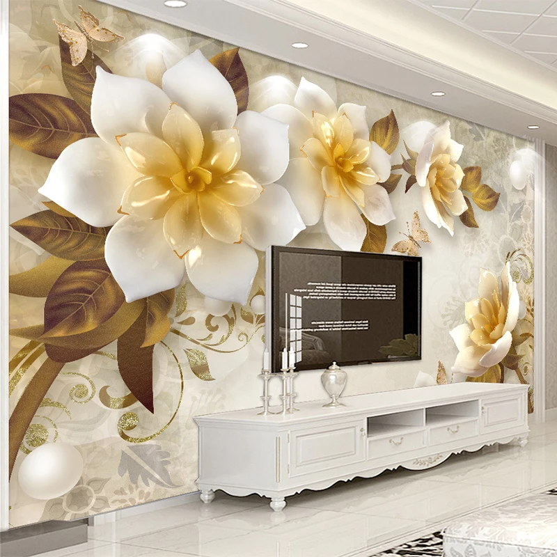 

Modern Abstract Flowers 3D Wallpaper Living Room TV Sofa Background Wall Murals European Style Waterproof Wall Cloth Home Decor