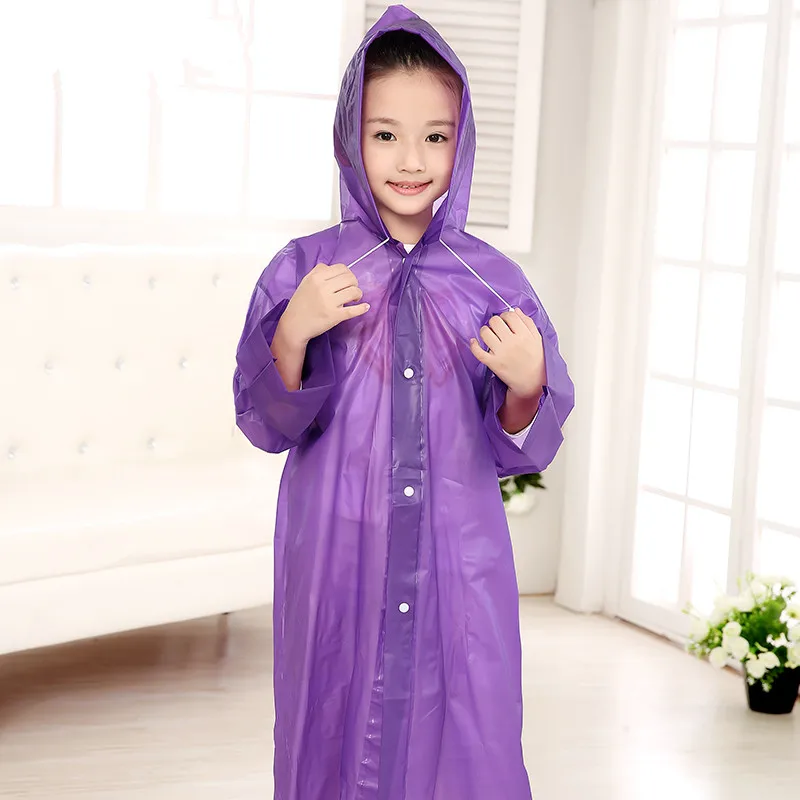 Age 6~13 Kids student raincoat Hooded Jacket children Girls boys Rain coat Poncho Raincoat Cover Long transparent Rainwear | Дом и сад