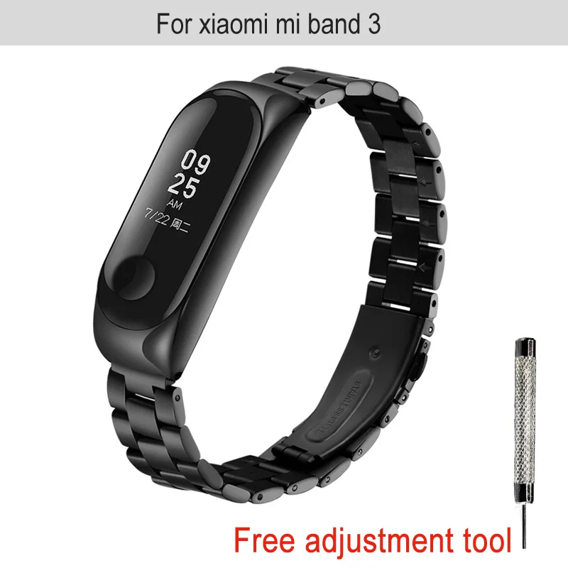 Браслет mi Band 3 металлический ремешок на запястье для Xiaomi mi Band 3 mi band 3 умный Браслет фитнес-трекер браслет из нержавеющей стали золотистый - Цвет: M34-BLACK
