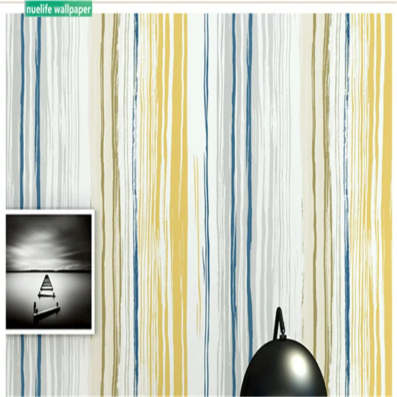 

Nordic Mediterranean style vertical stripe pattern clothing store Internet cafe study bedroom living roo background wall paper