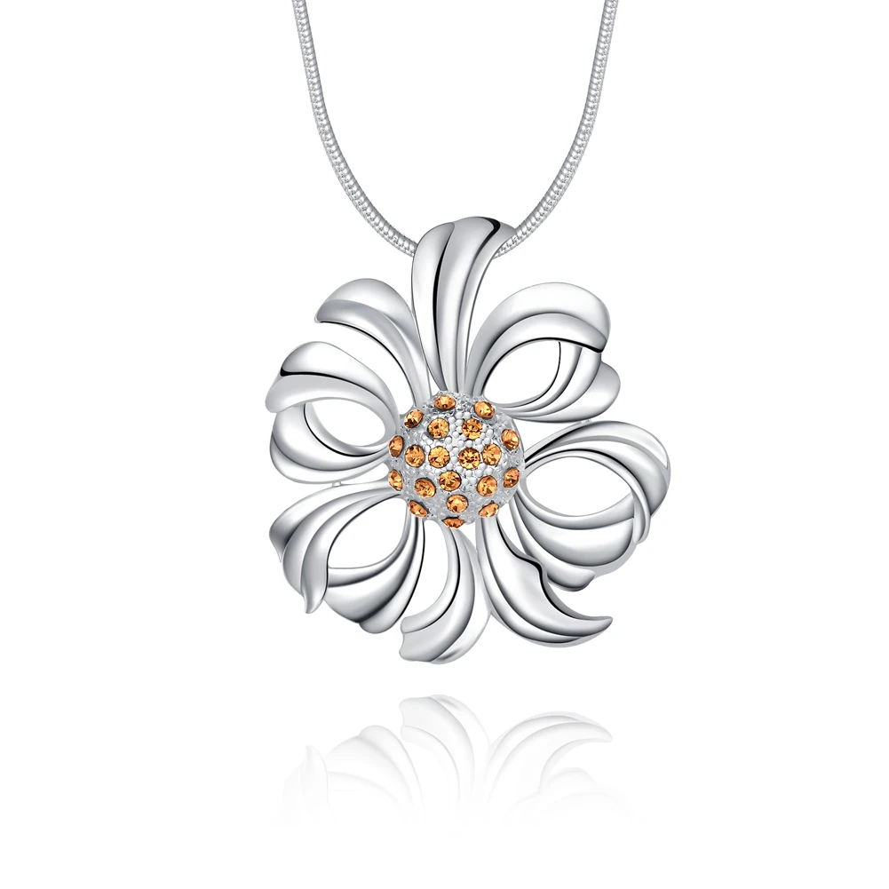 Free shipping flower shape pendant necklace romantic style women's sterling silver | Necklace