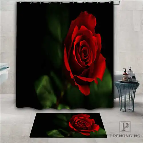 На заказ flower_black_backdrop водонепроницаемый занавеска для душа коврик дома ванной