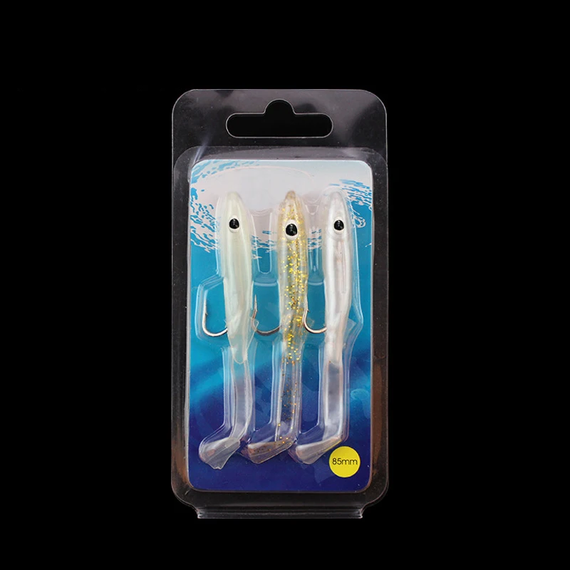 GLUREE 3 шт./лот 5 см 8 рыболовный крючок для рыбной ловли Eel Мягкая приманка с крюком