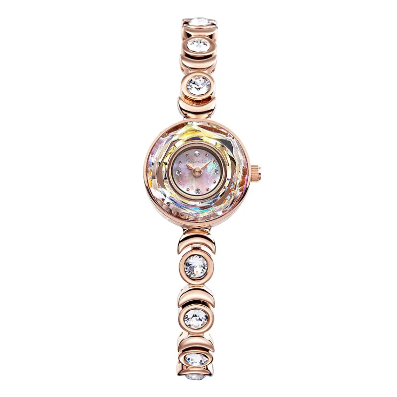 Rose Gold Clear Новое поступление элегантные женские роскошные часы с кристаллами и браслетом оригинальные японские кварцевые часы под платье Аналоговые часы с 2 стрелками Montre femme - Цвет: Rose Gold Clear