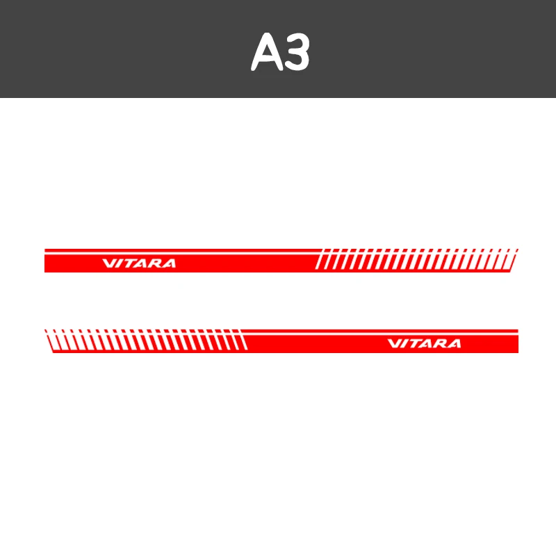 Glossy Red 2PCS Stylish Car Door Side Sticker Vinyl Auto Body Decals Graphics Racing Side Stripe Sticker For Suzuki Vitara Car accessories - Название цвета: Glossy Red