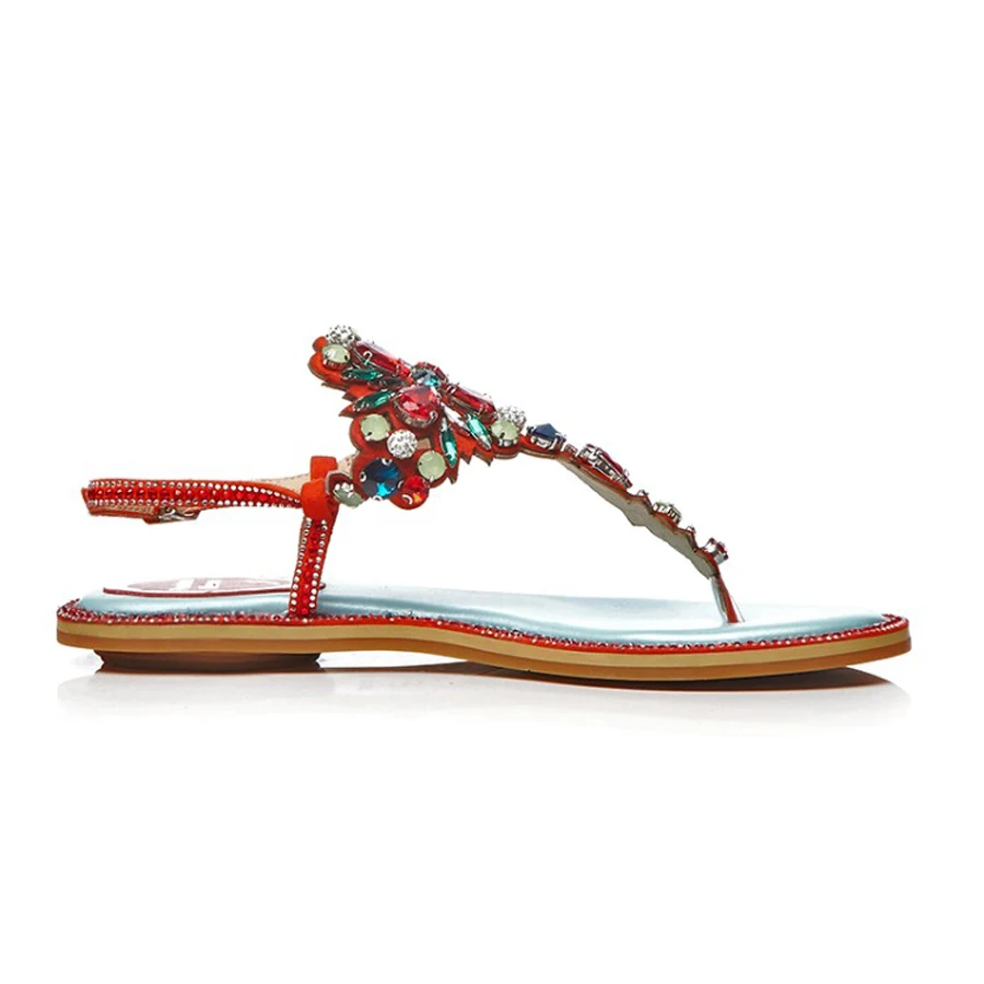 Stylesowner со стразами на ремешках женские сандалии замша плоский каблук Кристалл boho
