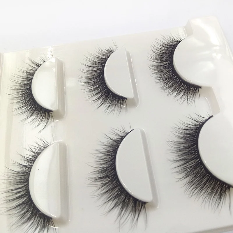 3 пары натуральных коротких накладных ресниц ручной работы хлопковые накладные