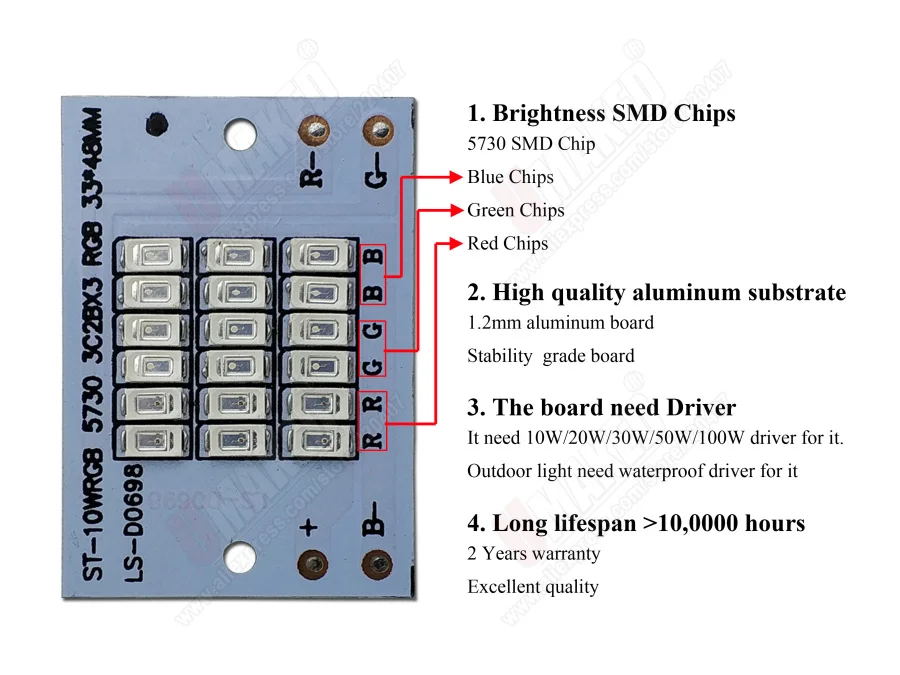 50 Вт RGB цветной светодиодный прожектор PCB 92x80 мм SMD5730 светодиодная плата источник