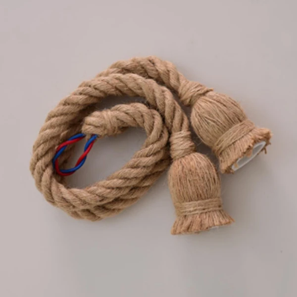 Подвесной светильник s с одной головкой винтажный из пеньковой веревки для