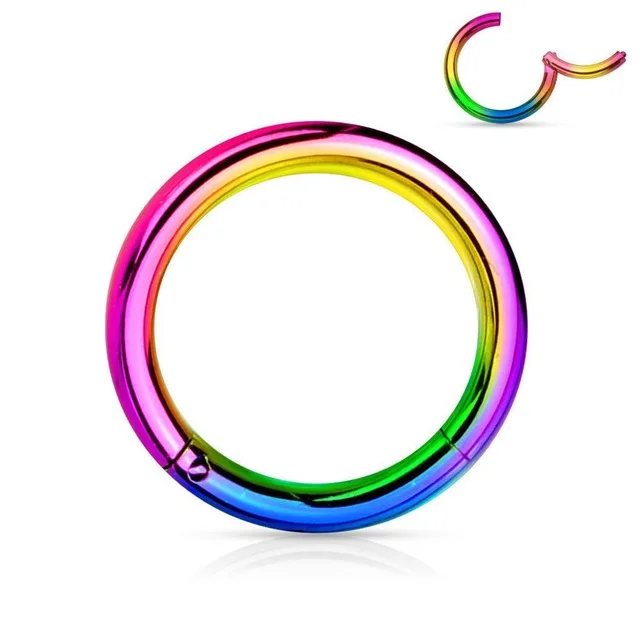 Rainbow 1 шт. F136 титановый шарнирный сегмент обруч кольцо для носа 16 г ниппель кликер ушной хрящ трагус Спираль пирсинг губ унисекс ювелирные изделия для тела - Окраска металла: Rainbow