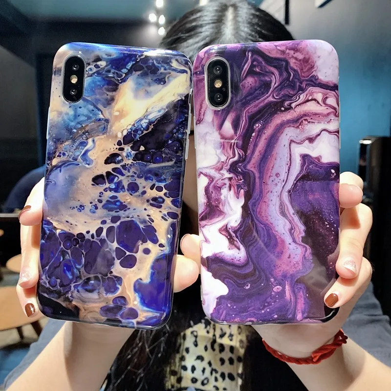 Цветной чехол для телефона с рисунком граффити iPhone X XS Max XR глянцевый мраморный IMD