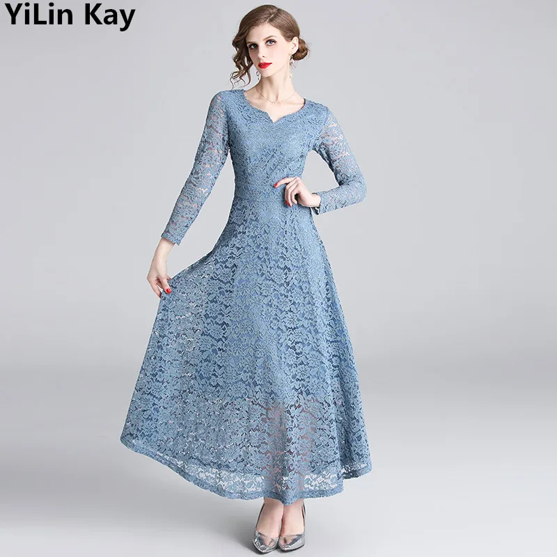 YiLin Kay Высокое качество Новинка 2019 летнее подиумное платье макси тонкое