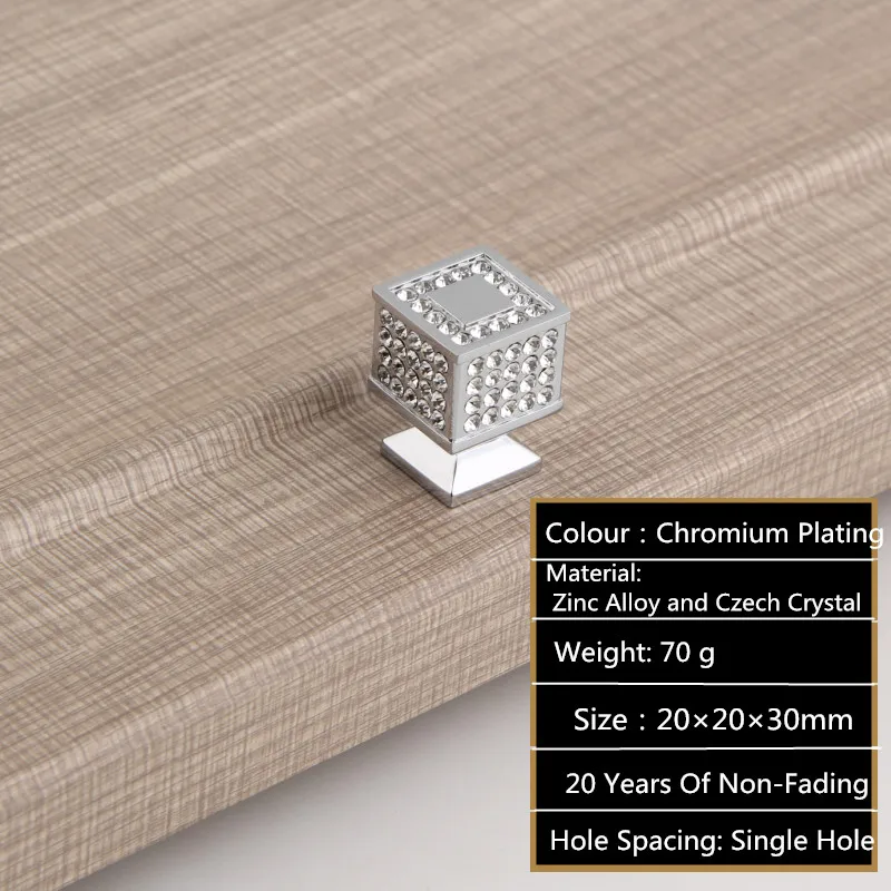 20mm Chrome Plated 24K реальные золотые или хромированные Чешские Хрустальные Ручки для ящиков шкафа ручки для двери шкафа мебельные ручки - Цвет: 20mm Chrome Plated