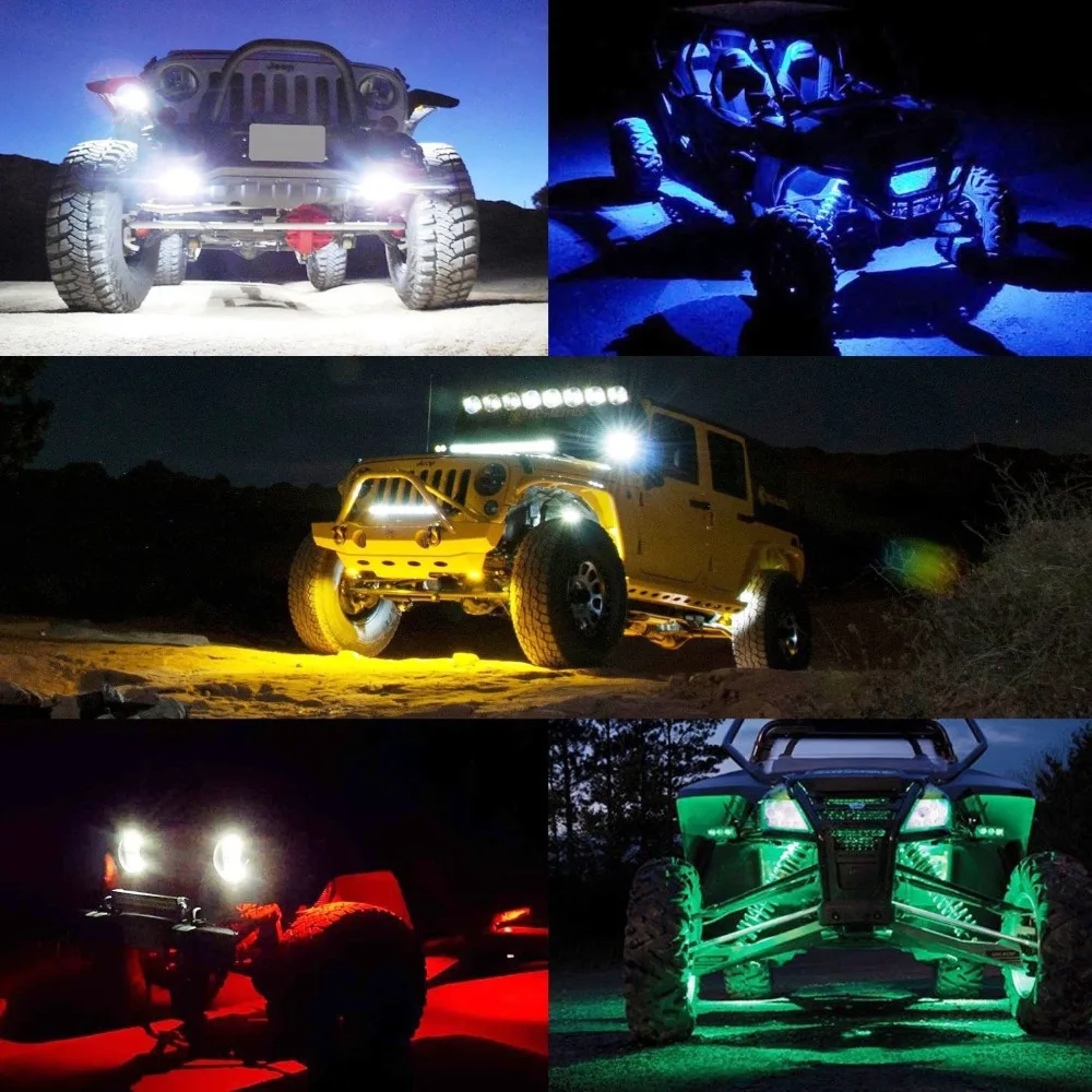 12В беспроводной Bluetooth управления RGB LED рок свет под колеса Свет 24 Вт декоративный