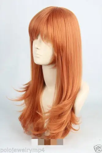 Free shipping USPS to USA New Cosplay long Orange Wig 150320 w00212 |