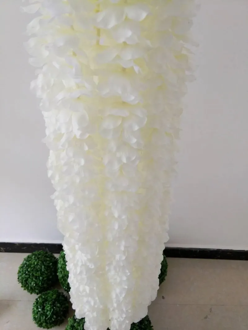 milk white 100 см искусственная Гортензия Орхидея Глициния Цветок струна для DIY моделирования свадебная АРКА квадратная лоза настенный висячий орнамент - Цвет: milk white