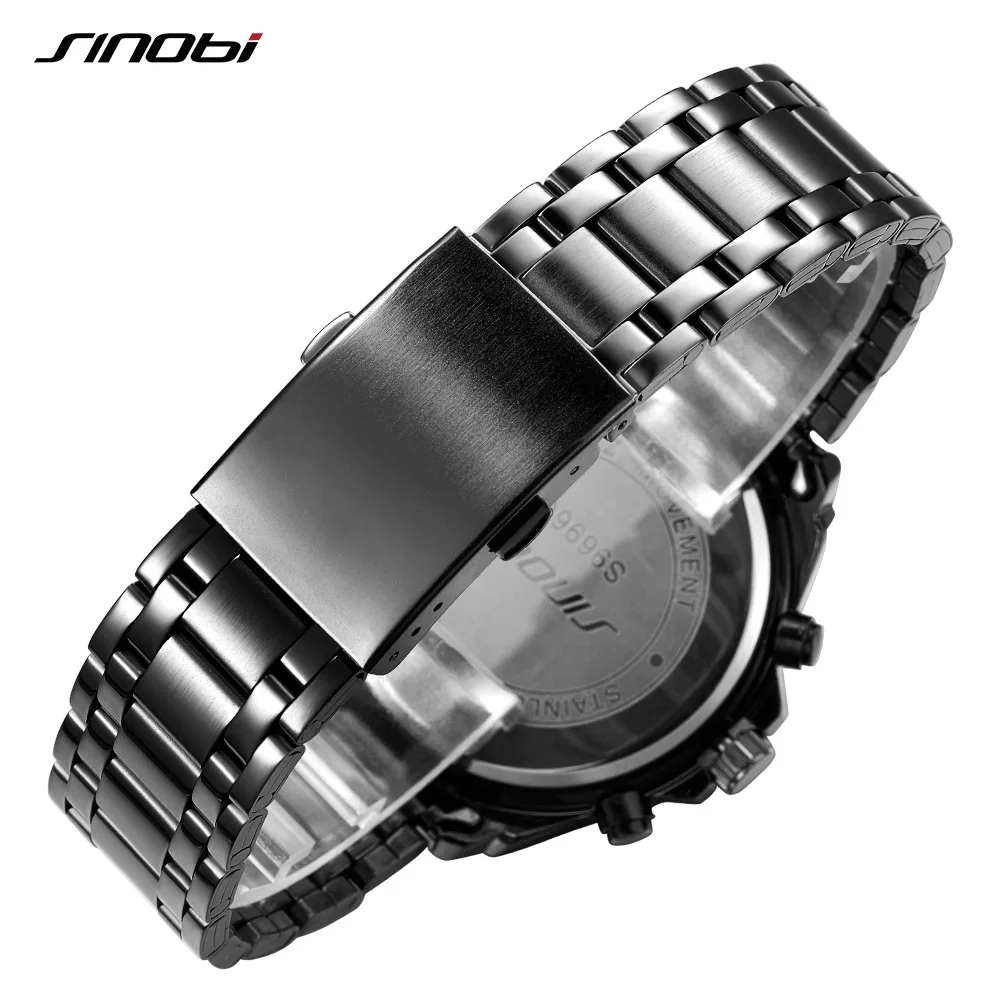 

SINOBI Men sport Watches Luxury Brand Shock Full Steel Quartz Watch Man Waterproof Clock Men's Military Watches relogios