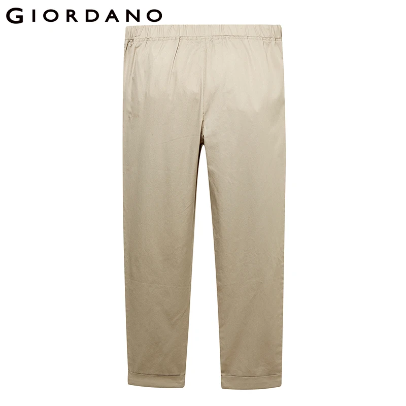 Giordano/женские брюки с эластичным поясом и откатными манжетами укороченные из 100%