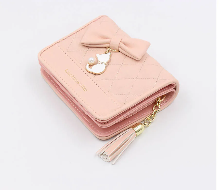 Mara's Dream, из искусственной кожи, женские кошельки, короткие, модные, маленький мини кошелек на молнии с кисточками, милое портмоне «кошка», Дамский держатель для карт