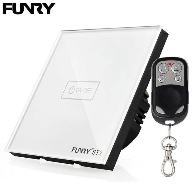 Слоновая кость FUNRY Smart Home выключатель света, 1 способ 1 gang дистанционного Управление выключатель сенсорный, RF 433 МГц Беспроводной Кристалл Стекло переключения ЕС/UK - Цвет: Слоновая кость