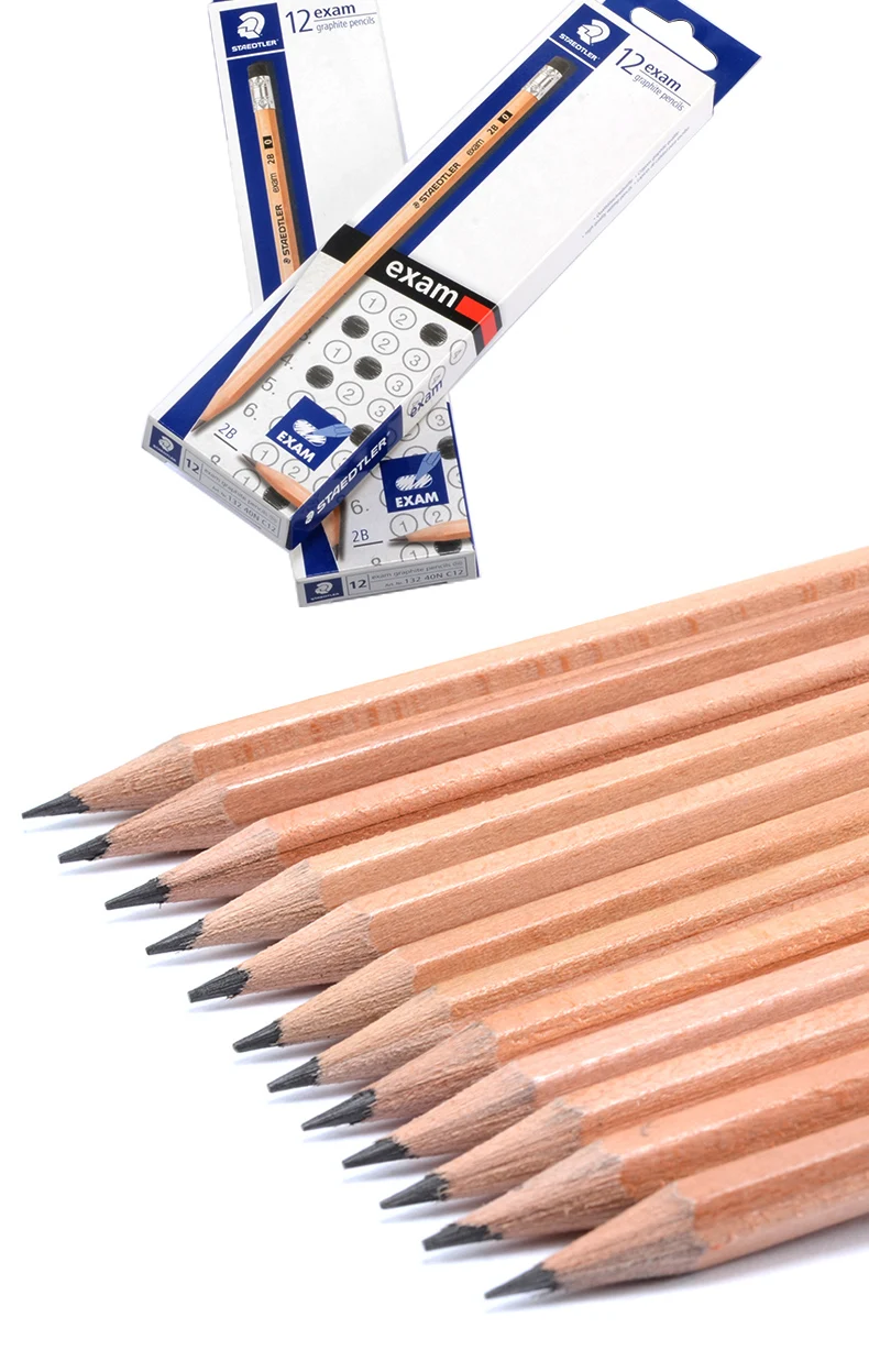 24 шт. STAEDTLER 2B карандаши для рисования, пишущий карандаш, канцелярские принадлежности, школьные офисные принадлежности, карандаши с ластиком 132 40N C12