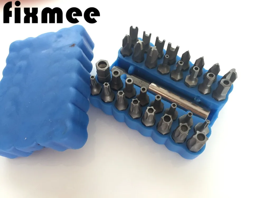Комплект бит безопасности Fixmee 33 шт. с держателем для дрели звездообразный