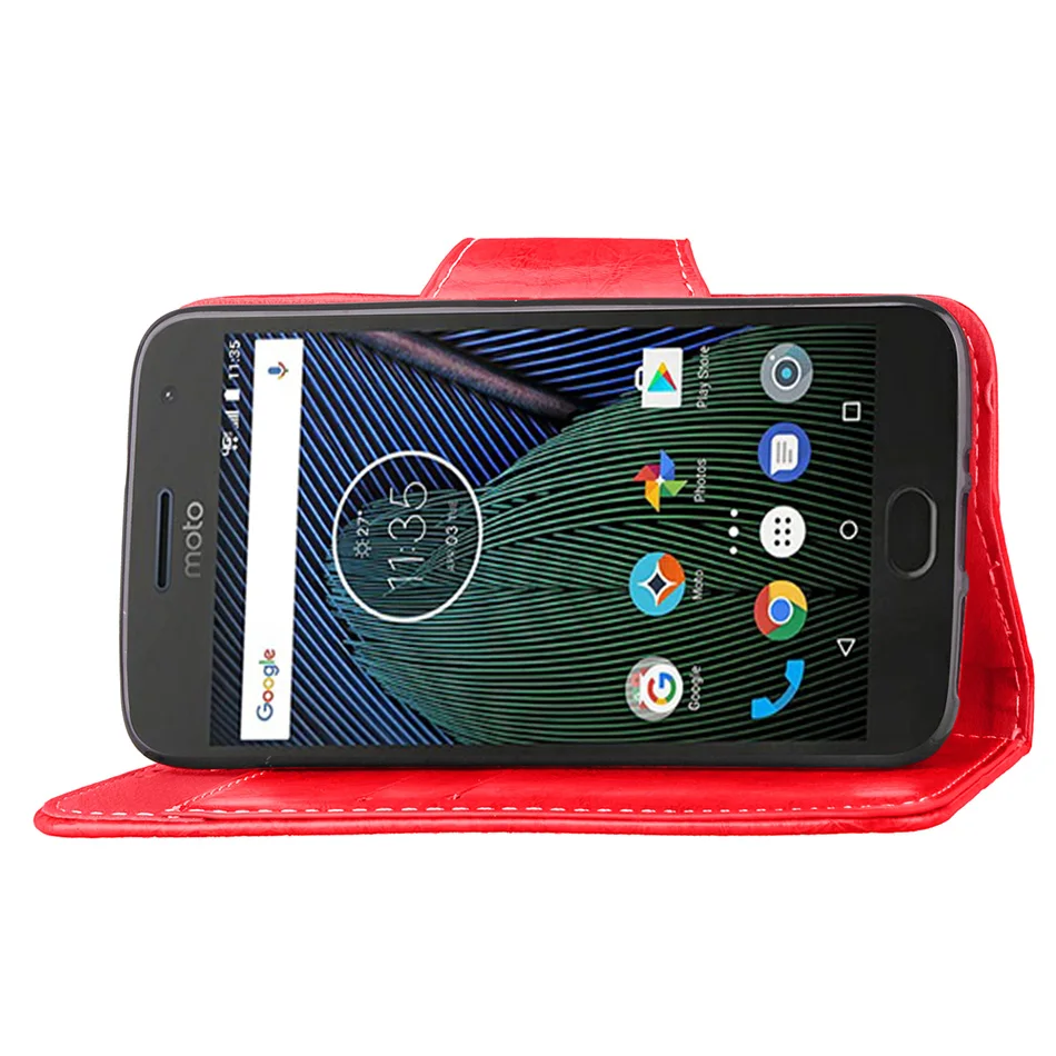 Кожаный чехол-бумажник в ретро стиле с откидной крышкой для Motorola Moto G6 G5 G5s Plus