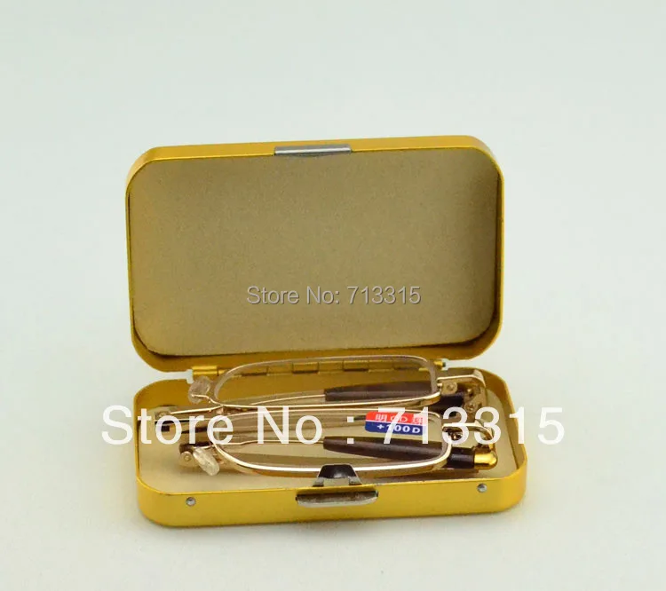 Очки для чтения со стальным футляром тонкие портативные складные очки с золотой