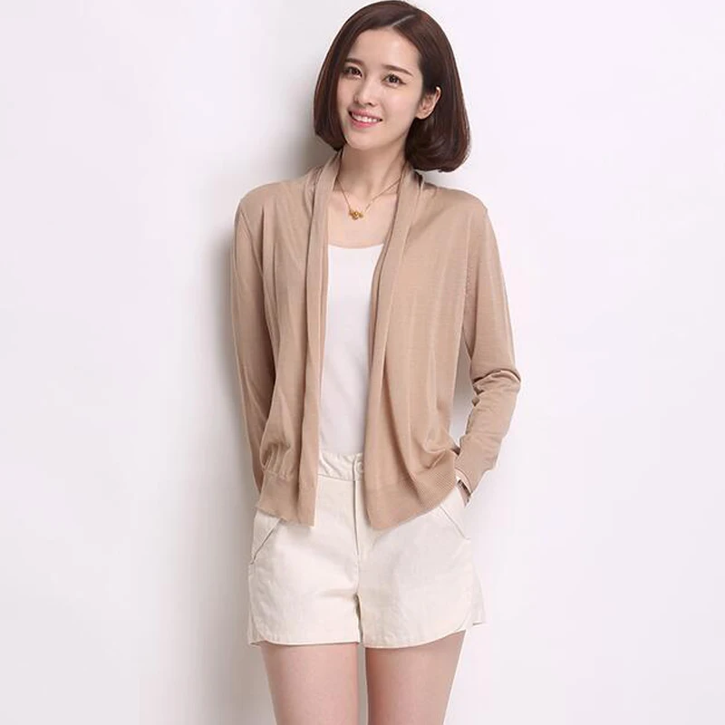 Женские Кардиганы 100% Шелковые Платки Кондиционер Солнцезащитный Крем Кардиган