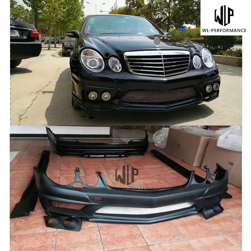 W211 Высокое качество FRP Материал автомобильный комплект кузова передний задний бампер боковые юбки для Mercedes-Benz E200 E240 E260 E280 05-10