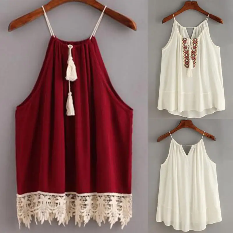 Женский кружевной жилет повседневный однотонный Свободный Топ без рукавов лето