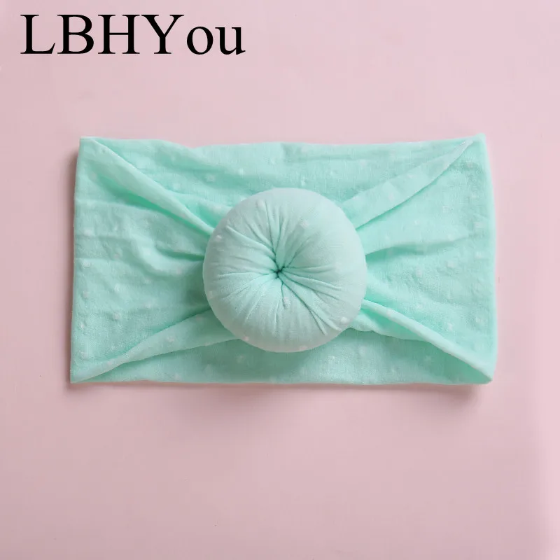 Minit 1pcs Newborn Baby Girls Dount Wide Nylon Headbands,Super Soft Dot Prints Nylon Turban Headwraps,Princess Girls Hair Accessories - Цвет: Minit
