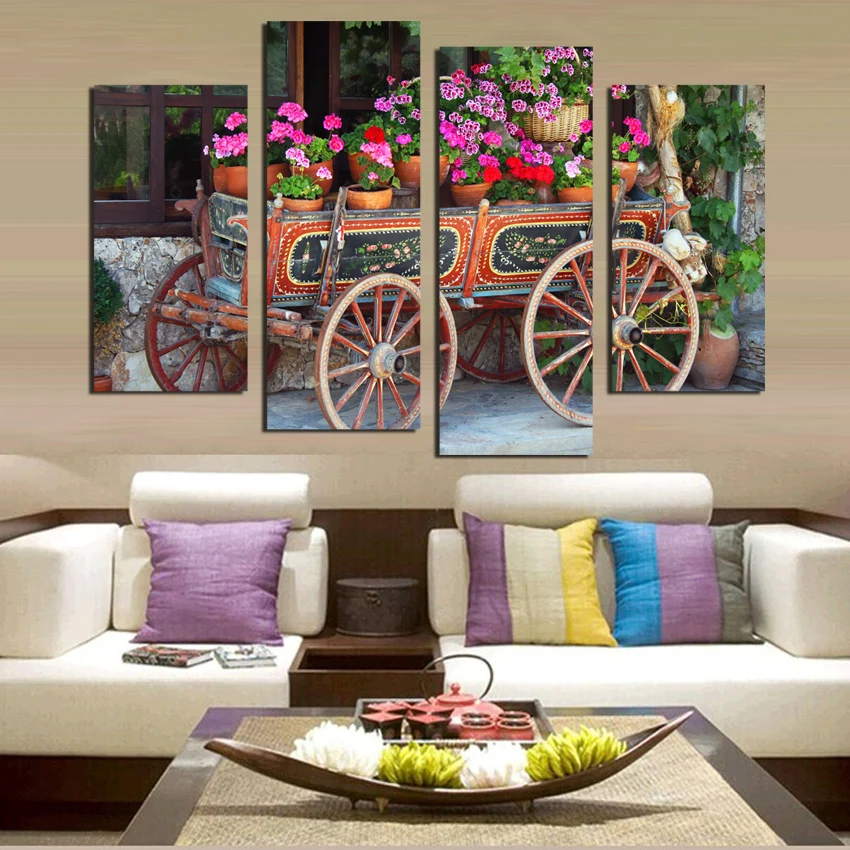 

Painting Hot Sale Painting Beauty Rectangle Cuadros Wedding Decoracion 4 Pcs Canvas Fashionwall Art No Frame F1843
