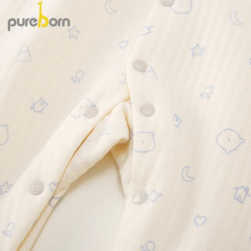 Pureborn/комбинезон с длинными рукавами для новорожденных; Комбинезон для маленьких мальчиков и девочек; Верхняя одежда для малышей; одежда на весну и осень