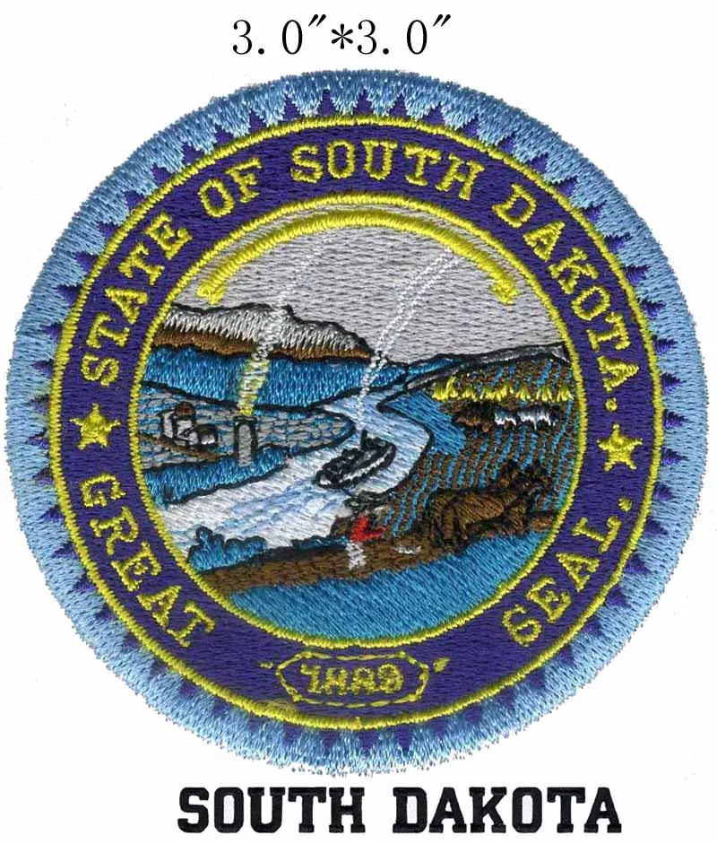 

South Dakota State Seal 3" wide embroidery patch for jersey patch/bordados para roupa/roupas bordados