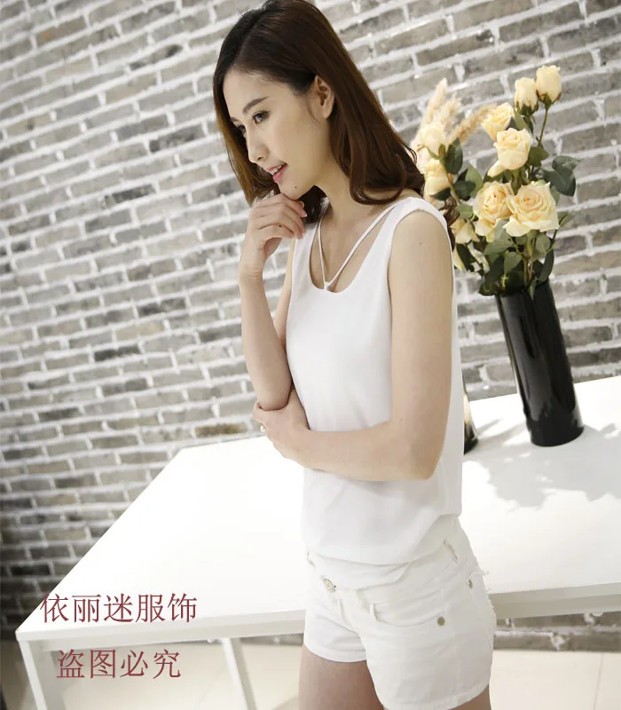Fashion Brand Women Tanks Top Summer Sexy Shirt Camis Plus Size Sleeveless Blouse Double Layer Chiffon Blouses