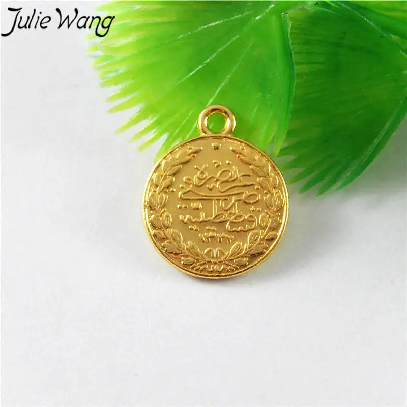Julie Wang 20 шт. золотые монеты сплав Двусторонняя Подвески DIY браслет ожерелье