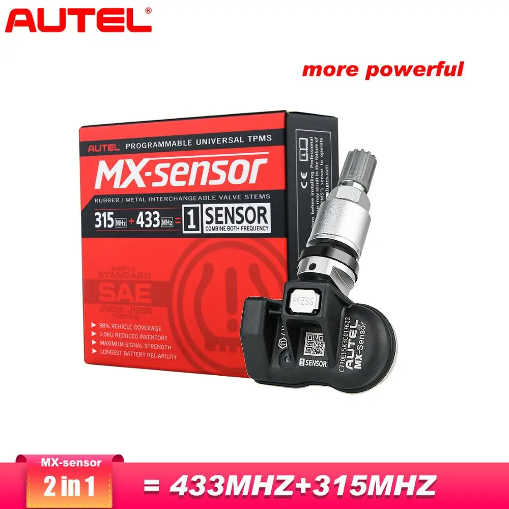 Autel mx-сенсор 2в1 датчик контроля давления в шинах инструмент для ремонта автомобилей универсальный программируемый = TPMS 433+ 315 МГц