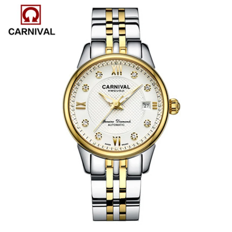 Часы наручные женские из нержавеющей стали с автоматической датой и белым