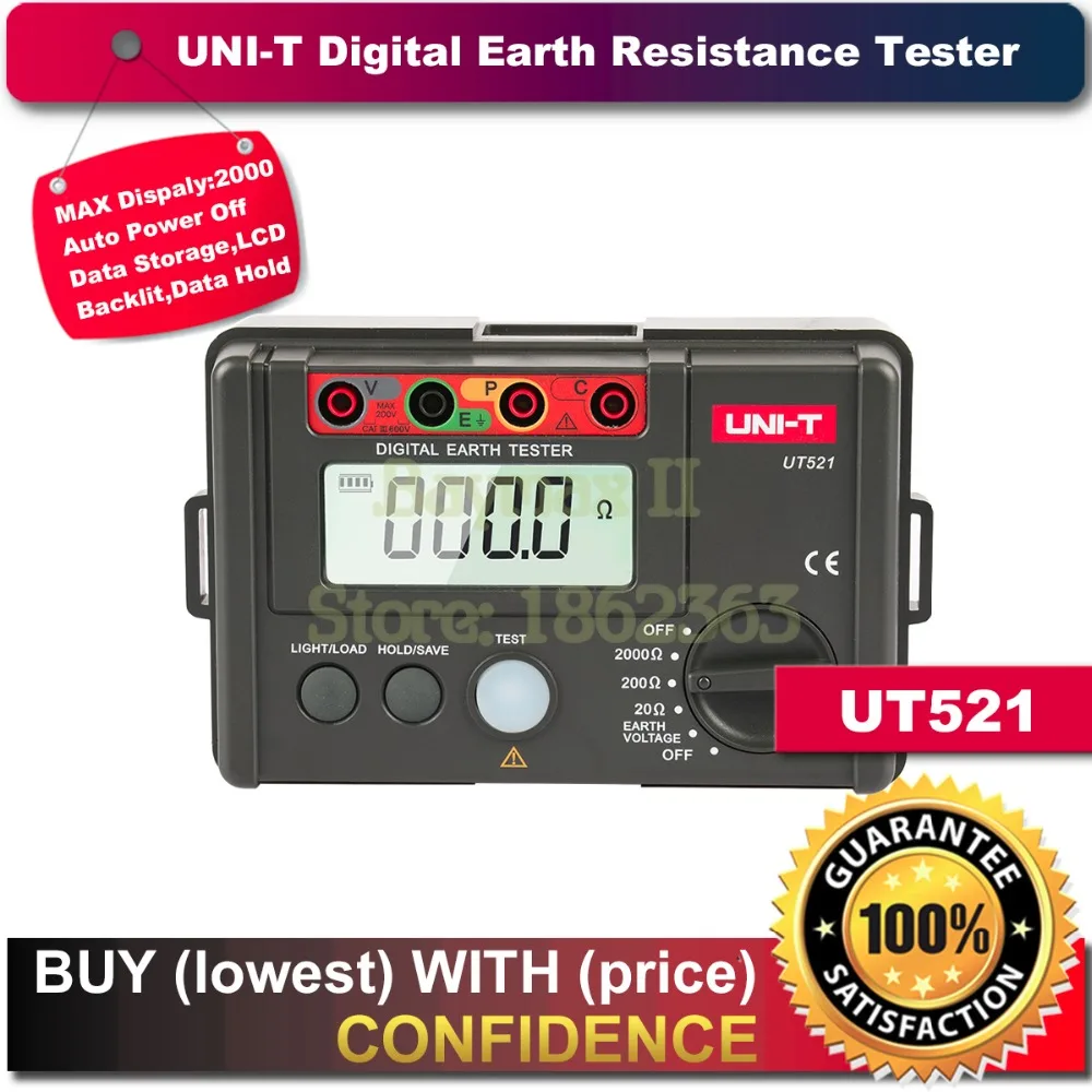 UNI T UT521 цифровой тестер сопротивления заземления Омметр Вольтметр|earth resistance