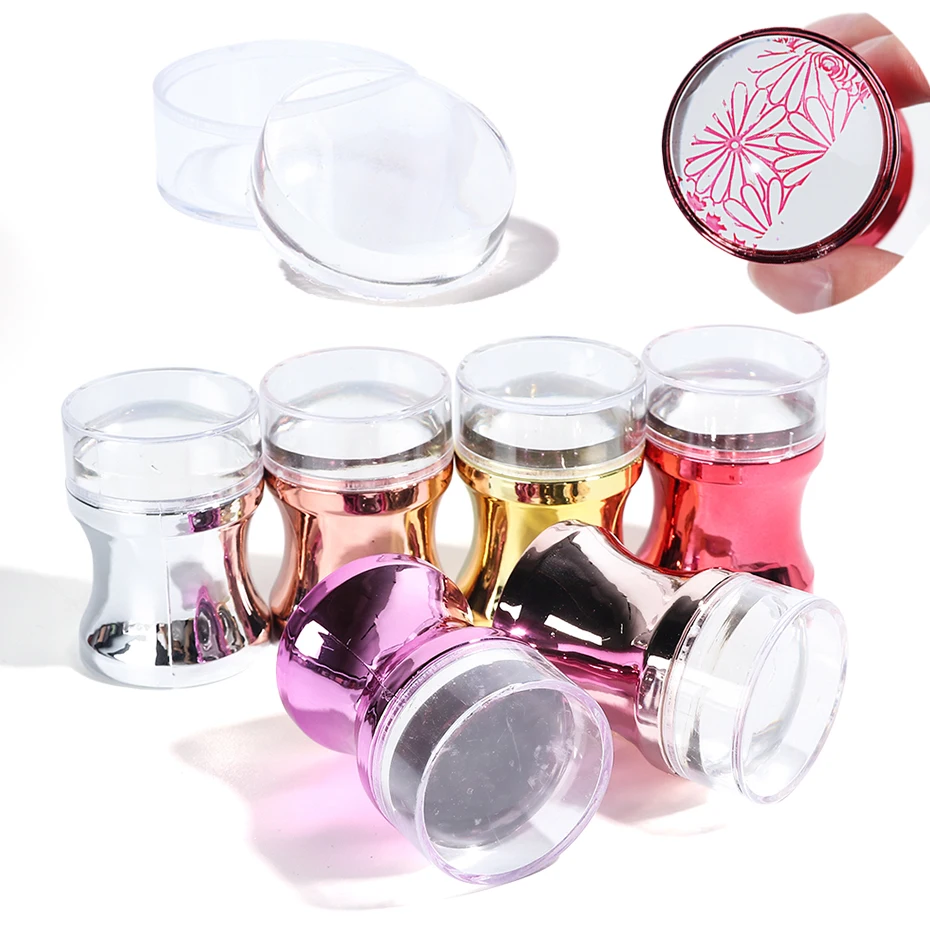 3pcs Jelly Silicone Head Nail Stamper Scraper Color Holographic Polish Transfer Capsule Nail Transparent All For Manicure LE1033