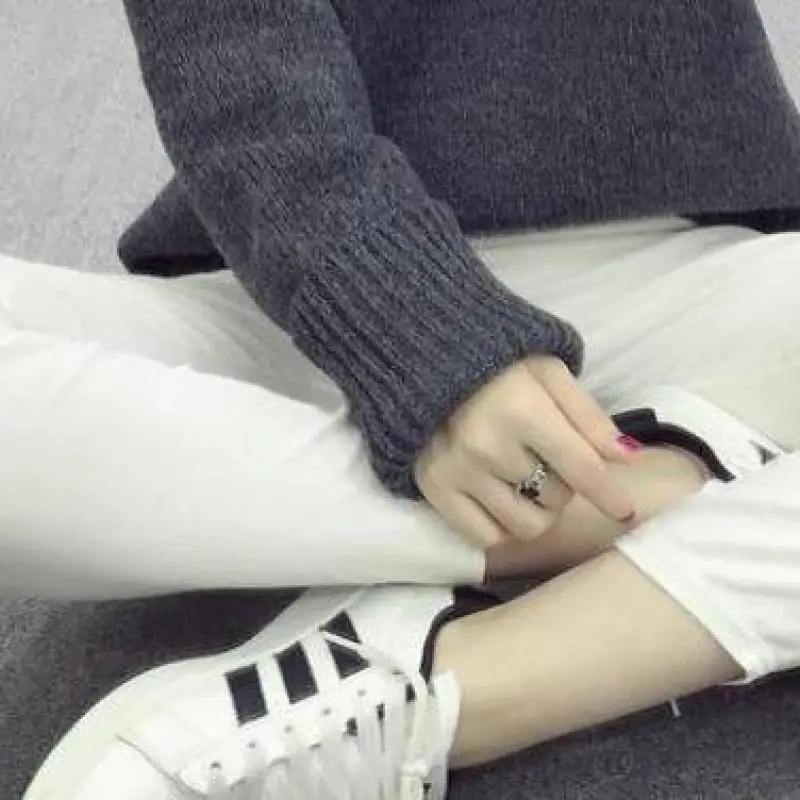 Winter Warm Thickening Pullover Knit Sweater Women's 2018 Fashion Korean Version Of The Line Casual Loose High Stretch | Женская