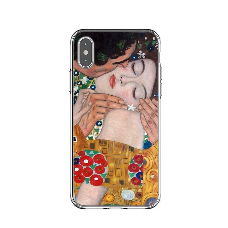 Дизайнерский Мягкий силиконовый чехол Kiss by Gustav Klimt для телефона iPhone 12 Pro SE 6s 7 8 Plus X